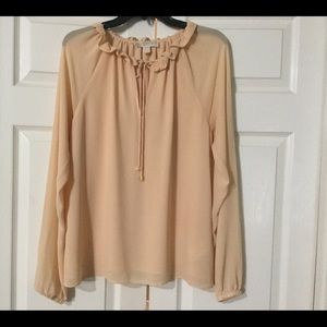 Micheal kors Shirred Tie Neck Long sleeve Blouse